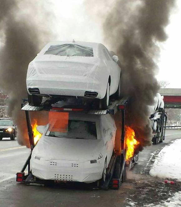 Car Carrier Fire near Huguenot, NY‏