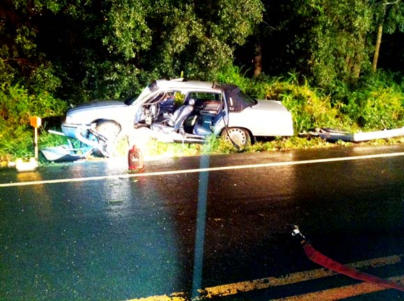 extricate driver after losing control of car