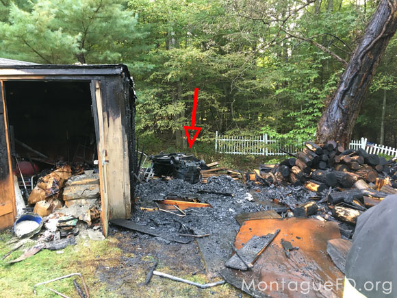 Shed Fire started by a Lawn Mower‏